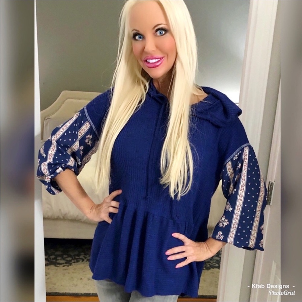 ❤️LAST 1! Baby doll hoodie with contrast sleeves - Picture 4 of 6